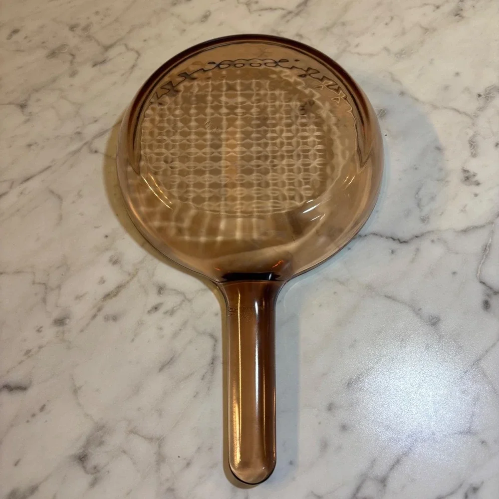 Visions by Corning Amber Glass Skillet 7 Inch Waffle Bottom Frying Pan USA Made